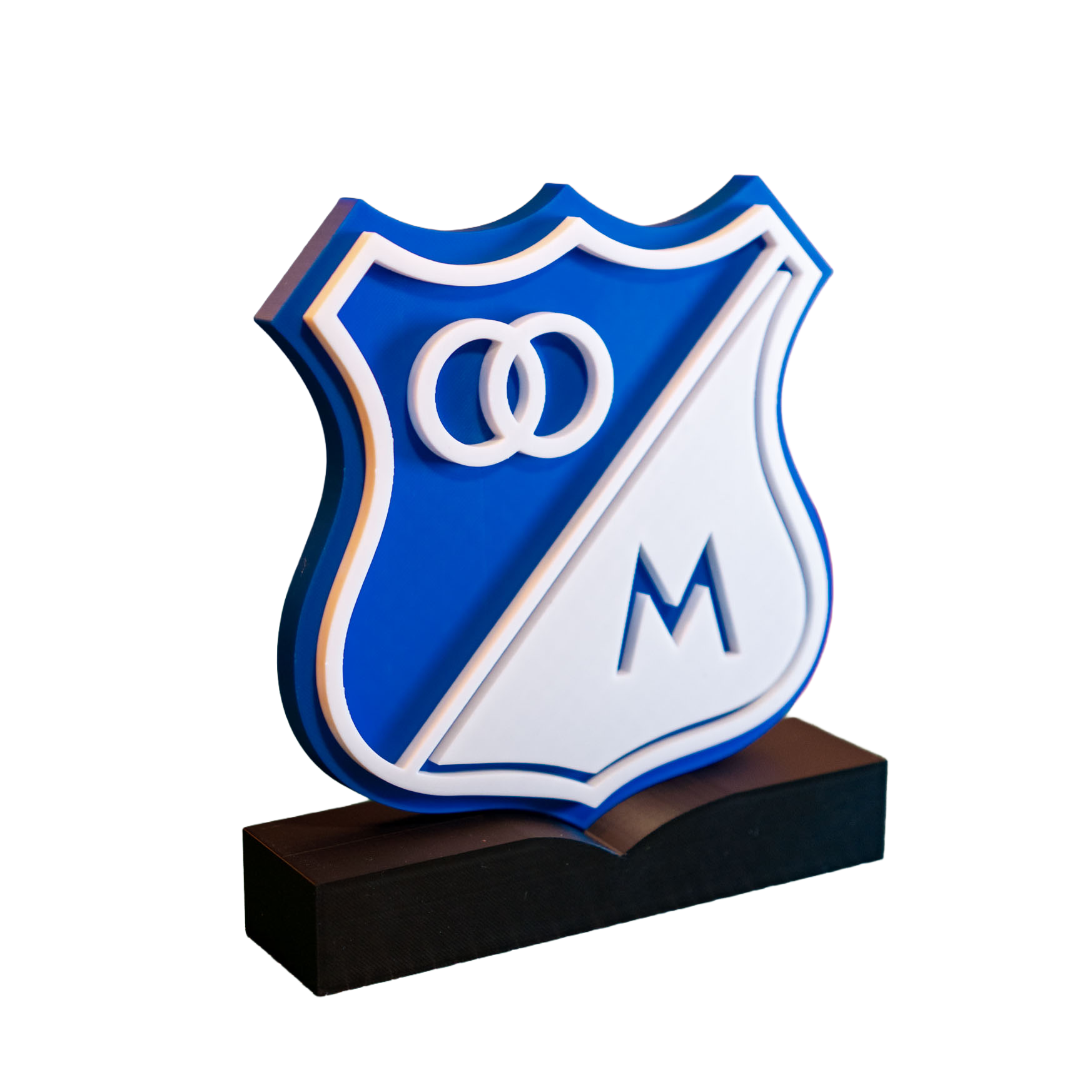 Escudo Millonarios FC 3D con Base